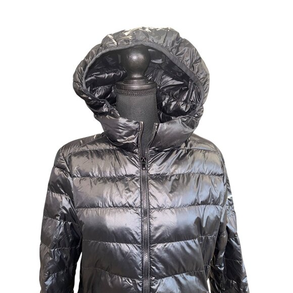 Alpine Swiss Ultra Light Down Puffer Jacket Packable Hood Black Water-Resistant - Picture 12 of 12